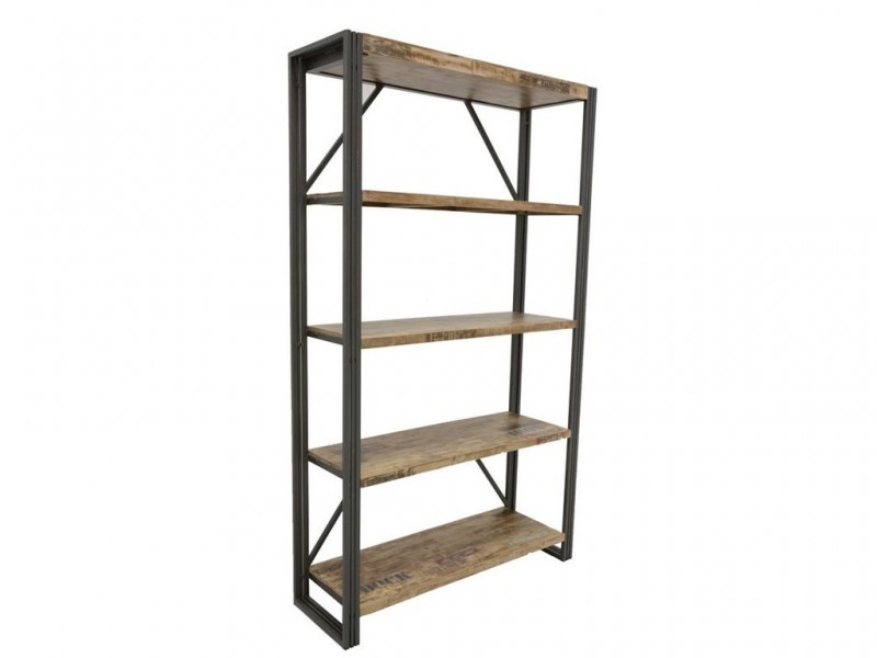 Étagère en bois massif recyclé, style industriel