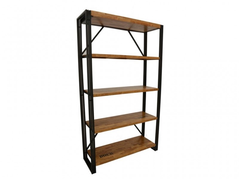 Étagère en hévéa massif recyclé, structure en métal Étagère en hévéa massif recyclé, structure en métal