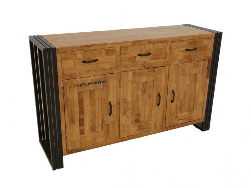 Buffet en hévéa massif recyclé, pieds en métal Buffet en hévéa massif recyclé, pieds en métal