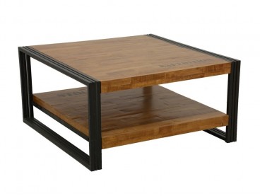 Table basse avec étagère en bois massif recyclé