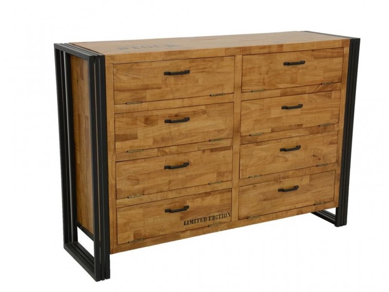 Meuble à chaussures en hévéa massif recyclé, pieds en acier Meuble à chaussures en hévéa massif recyclé, pieds en acier