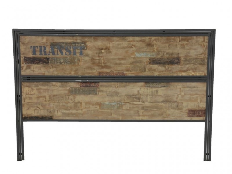 Tête de lit 180cm en hévéa massif recyclé, style industriel Tête de lit 180cm en hévéa massif recyclé, style industriel