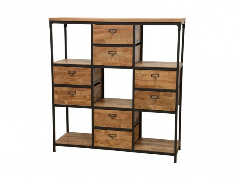 Étagère en bois massif recyclé, pieds en métal style industriel Étagère en bois massif recyclé, pieds en métal style industriel
