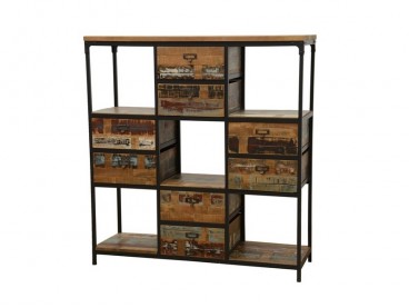 Bibliothèque Ranong 160 cm style asymétrique en hévéa massif - Etagère en  bois - Lotuséa