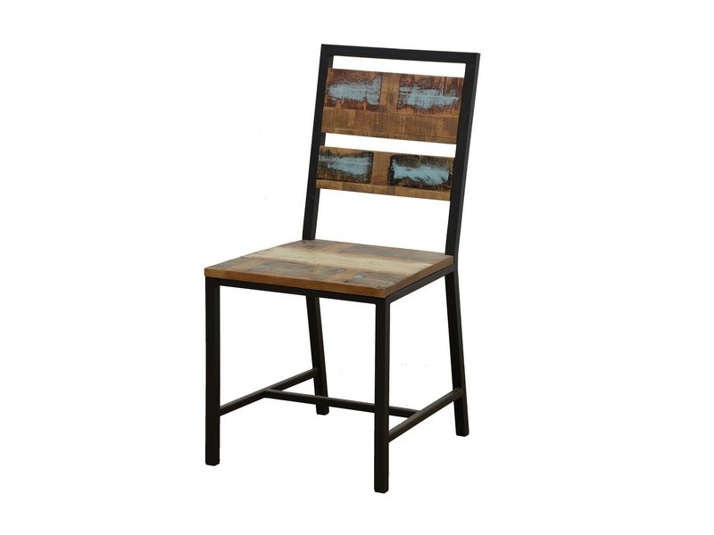 Chaise en hévéa massif et métal