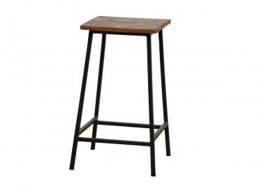 Tabouret bois recyclé et pieds métal