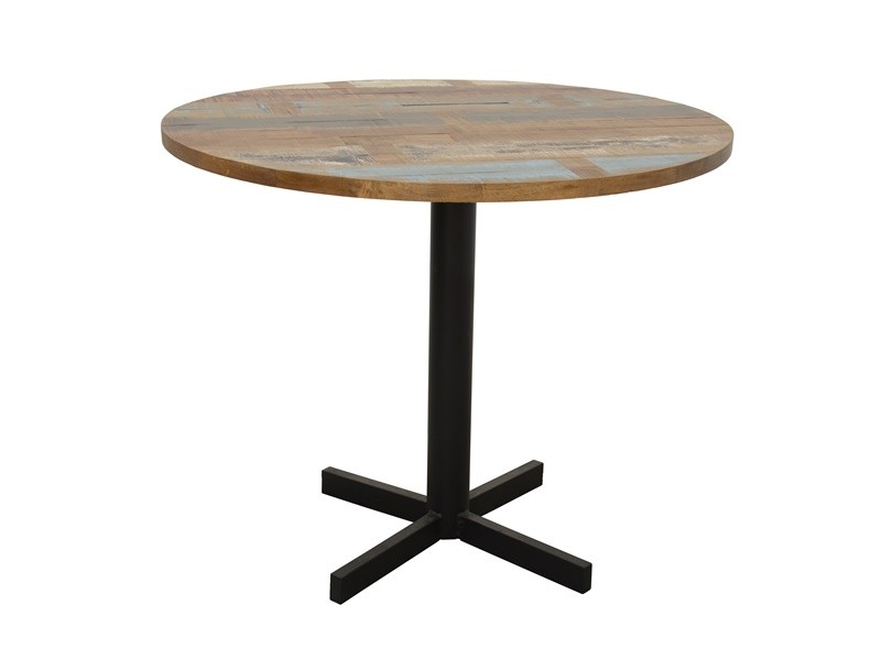 Table de repas ronde en bois massif recyclé Table de repas ronde en bois massif recyclé