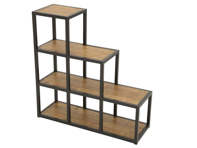 Étagère en hévéa massif et structure acier