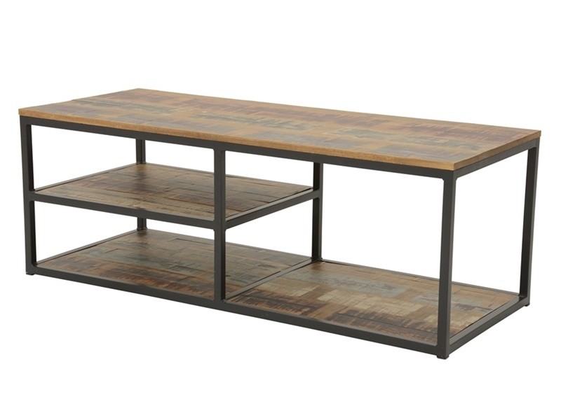 Meuble TV bois massif recyclé et pieds métal noirs