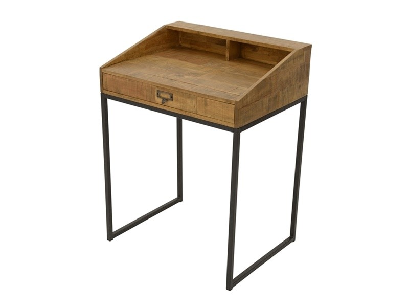 Bureau en bois recyclé et pieds acier