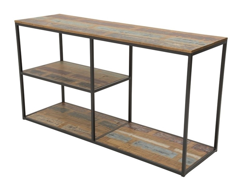 Meuble TV en hévéa recyclé et métal