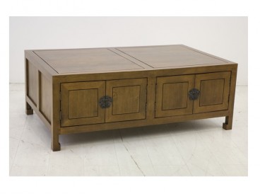 Table basse vernis foncé bois massif