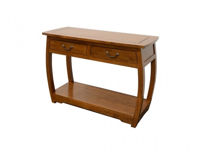 Console finition vernis foncé, hévéa massif Console finition vernis foncé, hévéa massif