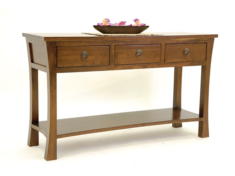 Console en hévéa finition vernis foncé