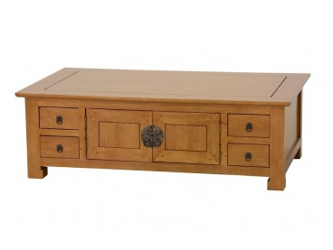 Table basse en bois massif, finition vernis naturel