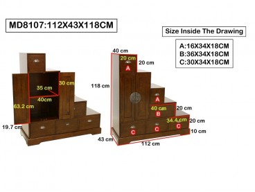 Meuble escalier avec dimensions intérieures