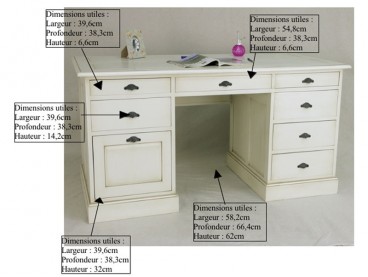 Dimensions du bureau Playa en bois massif