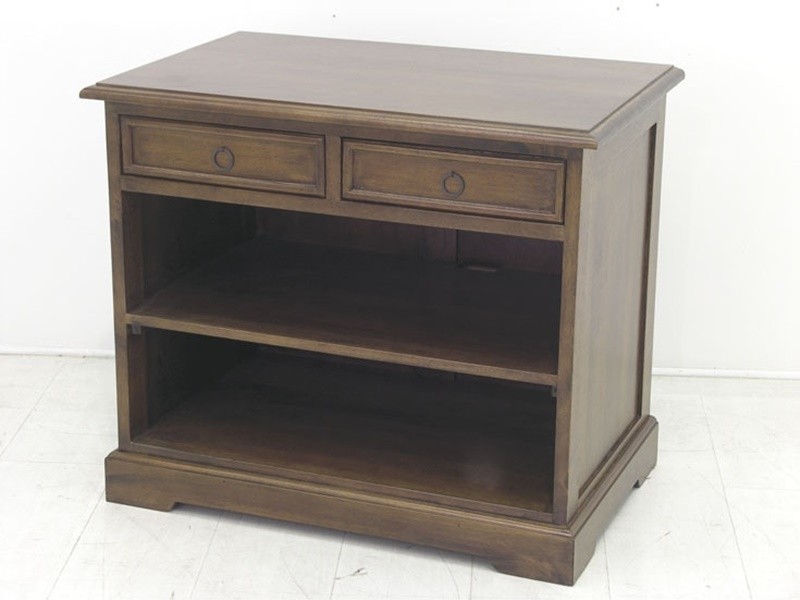 Buffet bas vernis foncé en hévéa massif