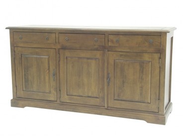 Buffet bas Rustic 2 en bois massif, vernis foncé