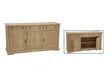 Buffet bas Rustic 2 en bois massif 3 portes 3 tiroirs