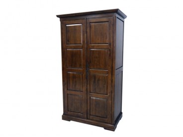 Armoire Campagne 110 cm 2 portes 2 tiroirs, finition vernis noyer