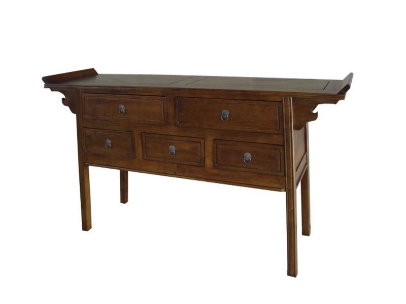 Console en hévéa finition vernis noyer Console en hévéa finition vernis noyer