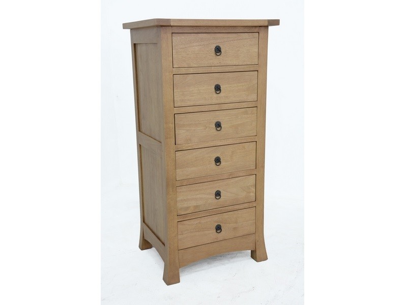 Colonne Campagne 6 tiroirs en hévéa, huilé naturel