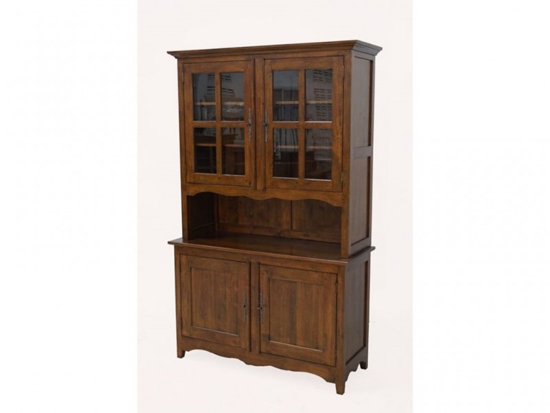 Vaisselier en hévéa massif, finition vernis noyer Vaisselier en hévéa massif, finition vernis noyer