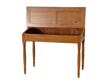 Bureau vernis miel avec ouverture plateau en bois massif