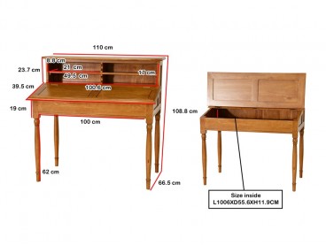 Bureau en bois avec dimensions