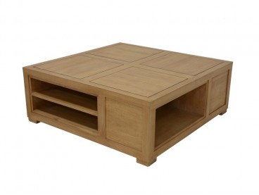 Table basse Ranong avec niches en hévéa