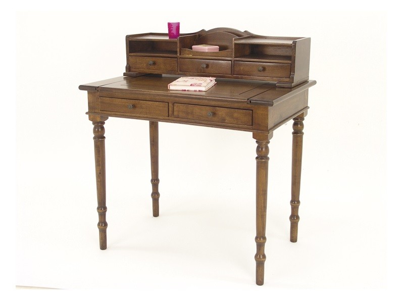 Bureau en vernis foncé en hévéa massif