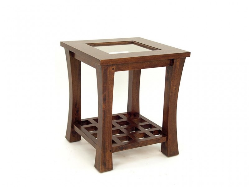 Bout de canapé en hévéa, Finition Vernis Foncé Bout de canapé en hévéa, Finition Vernis Foncé