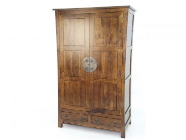 Armoire 120 cm en hévéa massif, Finition Vernis Foncé