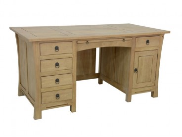 Bureau en bois d'hévéa clair Lampang 150 cm, Finition Huilé Naturel