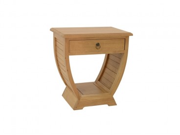 Table de chevet 1 tiroir en bois massif, Finition Vernis Naturel