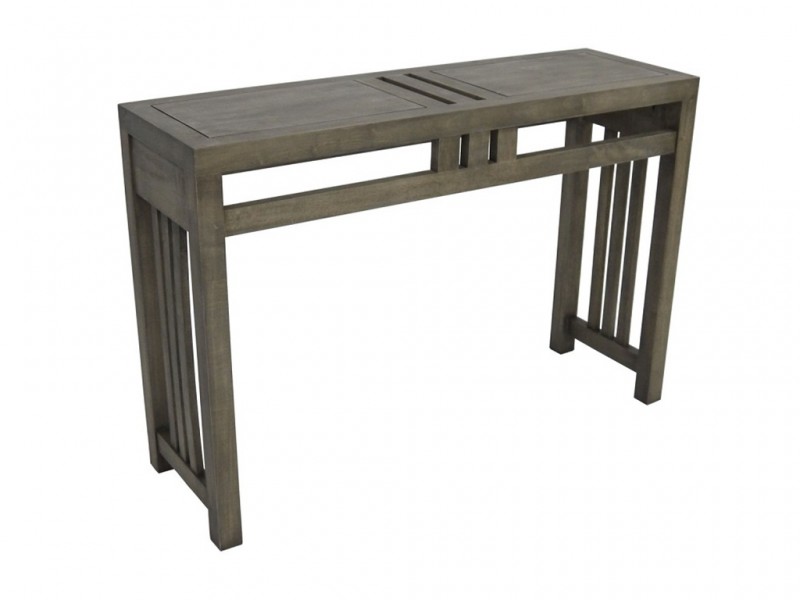 Console en bois massif, Finition Huilé Gris