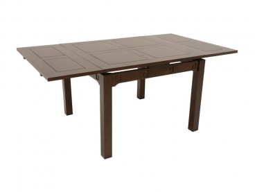 Table de repas carrée avec 2 allonges en bois massif , Finition Vernis Noyer