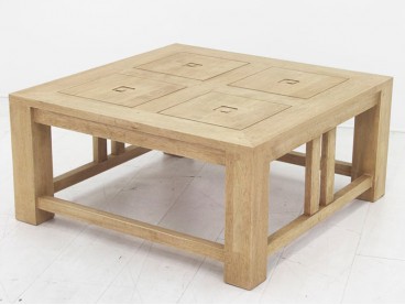 Table basse carrée en bois massif, Finition Huilé Naturel