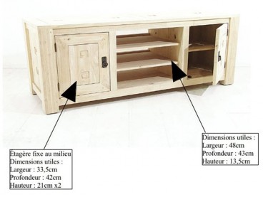 Dimensions Meuble Télé en bois brut