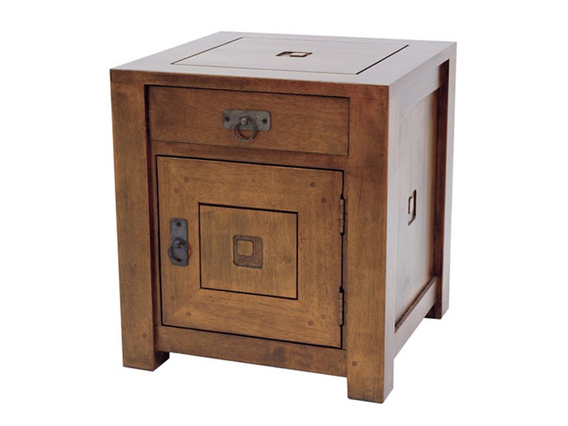 Bout de canapé en hévéa massif, Finition Vernis foncé