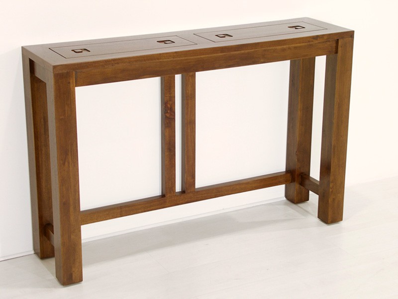 Console en hévéa massif, Finition Vernis Foncé