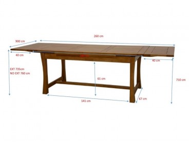 Dimensions de la table de repas Lampang 180 x 90 cm