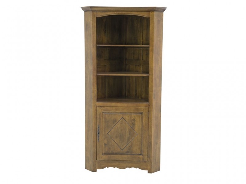 Meuble d'angle en hévéa massif, Finition Vernis Foncé