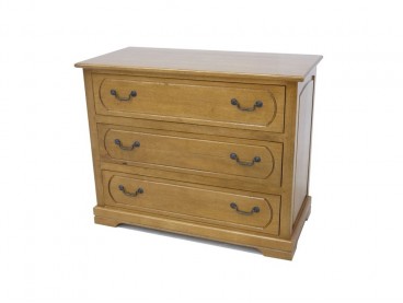 Commode avec tiroirs en bois massif, Finition Vernis Naturel