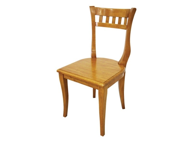 Chaise Style campagne en hévéa massif, Finition Vernis Naturel