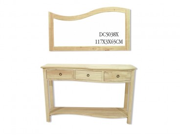 Console style Asiatique en bois d'hévéa brut