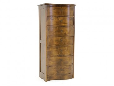 Chiffonnier Sinja en bois d'hévéa massif, finition vernis foncé