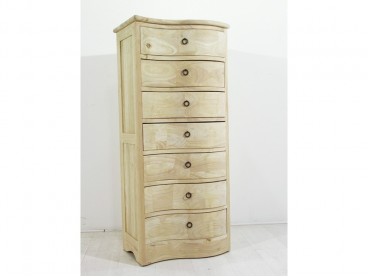 Chiffonnier 7 tiroirs en bois massif, brut