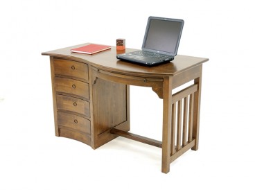 Bureau Sinja en bois 4 tiroirs, vernis miel